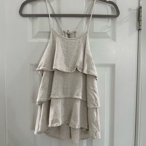 Hayden Girls Linen Textured Tiered Tassel Tie Halter Top Size Large NWT